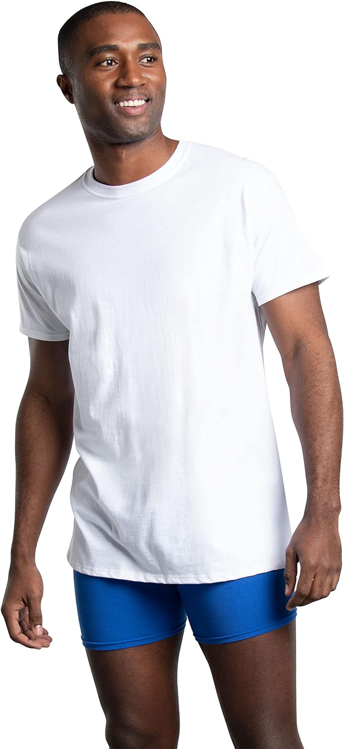 Fruit of the Loom Men's Undershirts, Moisture Wicking & Tag Free, Short Sleeve Crew T-Shirts