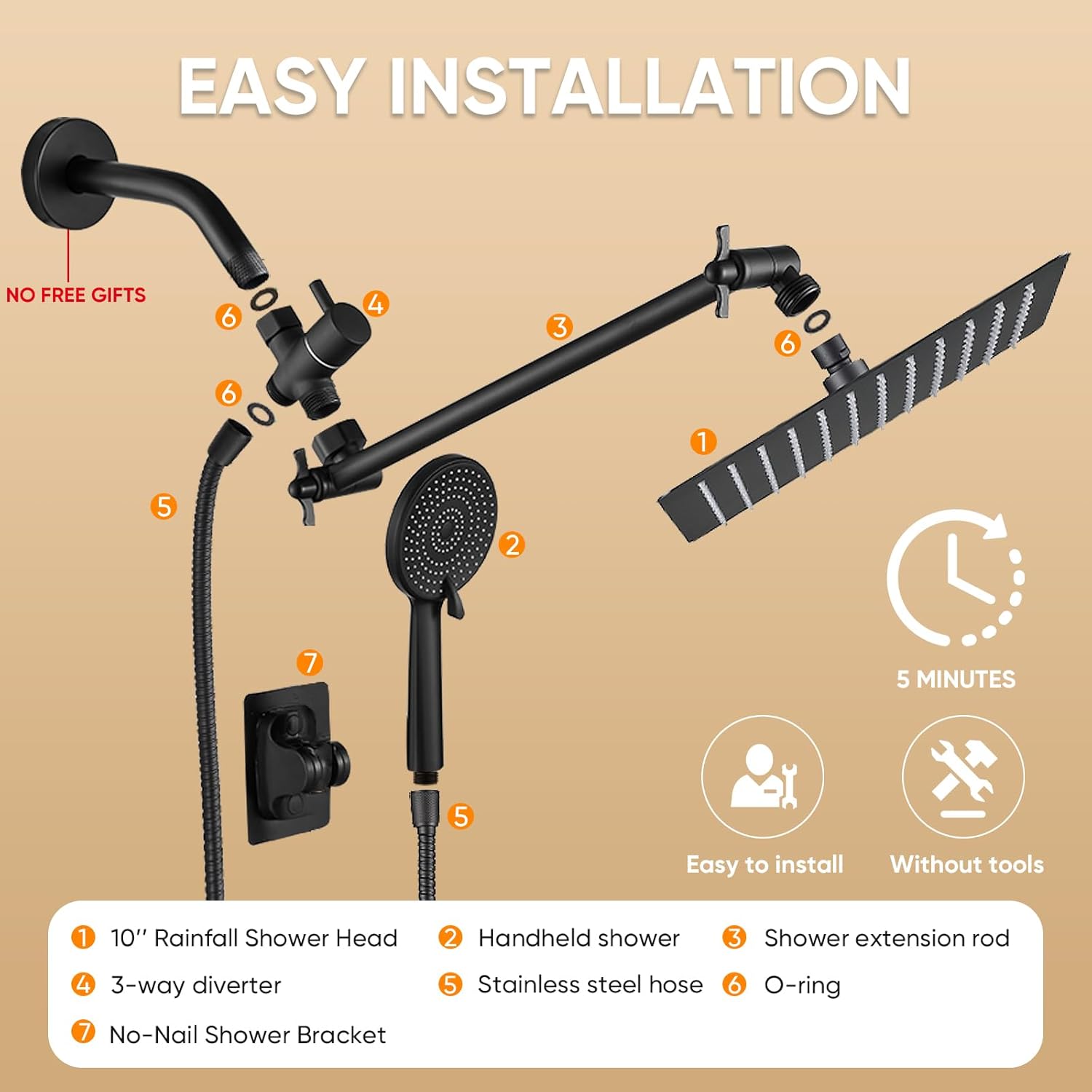 OWOFAN Kitchen Faucet with Shower Head Black 10 Inch Product Bundles