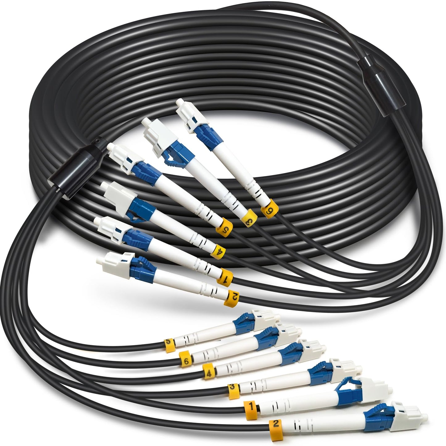 500 Meters 6 Core Industrial TPU LC to LC Outdoor Armored Fiber Optic Cable, OS2 Single Mode 6 Strands Fiber Patch Cable with LC Connectors, 9/125um, OD-5mm, Direct Burial LC-LC