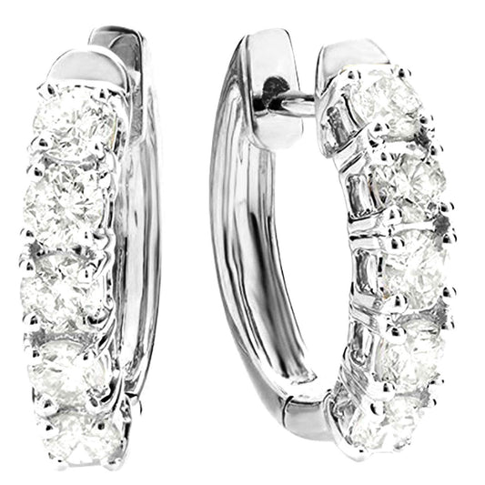 Houston Diamond District Five Stone Diamond Hoop Huggie Earrings Value Collection