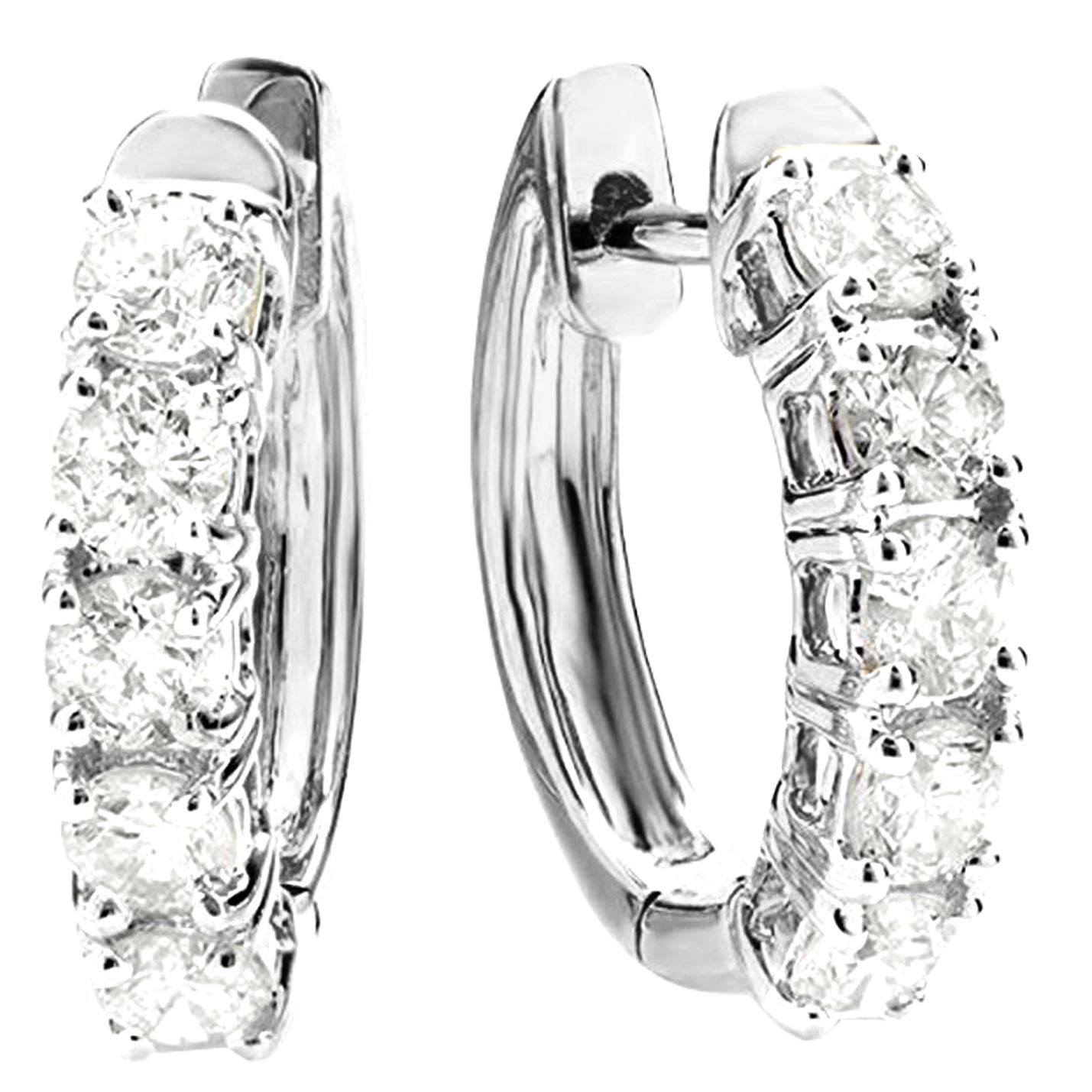 Houston Diamond District Five Stone Diamond Hoop Huggie Earrings Value Collection