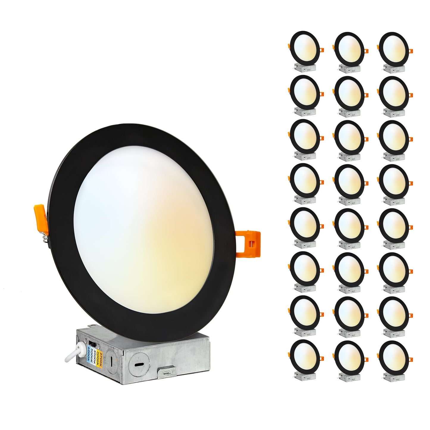 PROCURU Professional 24-Pack 6-Inch 2700K-6000K 5CCT 12W LED, Baffle Style, Heavy Duty Ultra-Thin Recessed Ceiling Slim Downlight, Dimmable, White Trim (VSB65W-24P)