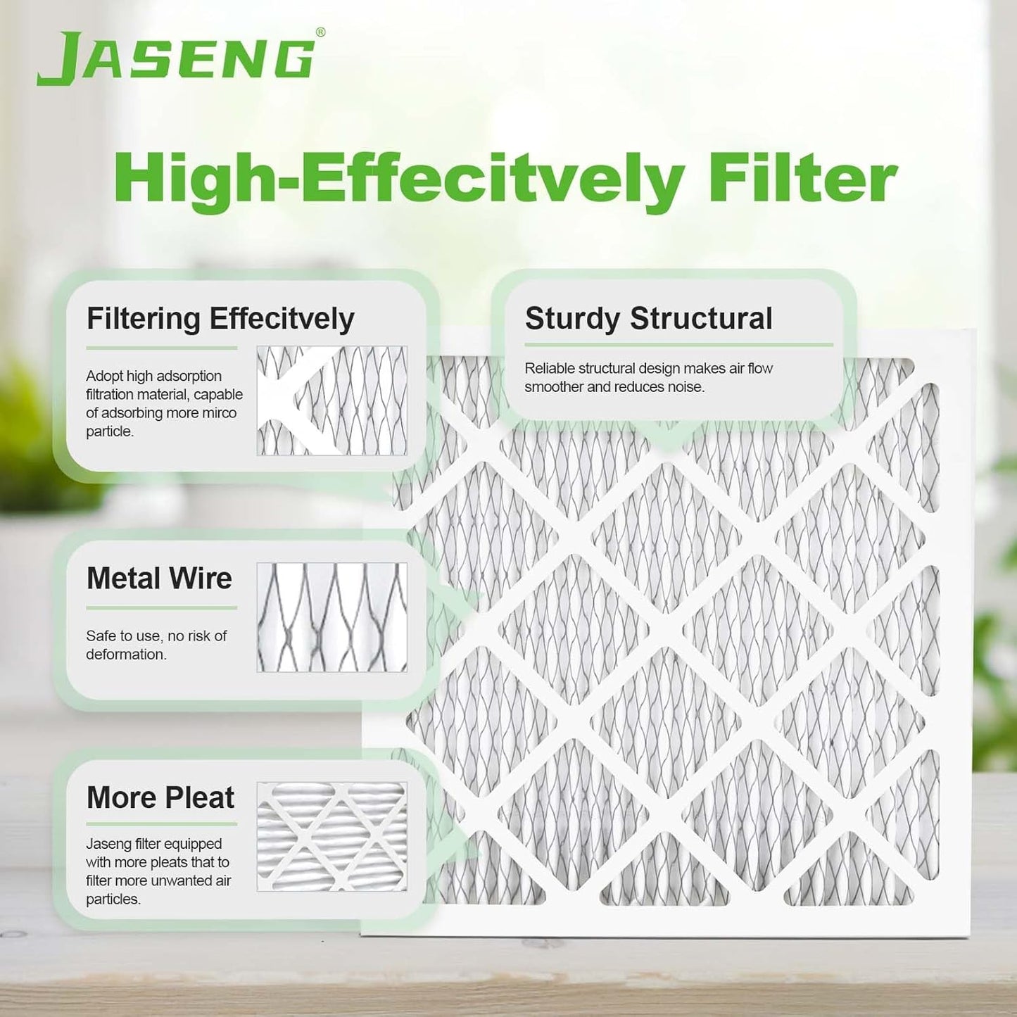 14x14x1 Air Filters, MERV 8 Pleated HVAC Furnace Filters (4-Pack) - Dust Defense, MPR 600 - exact dimensions: 13.75"x13.75"x0.75" - Replacement for AC, Heater, and Ventilation Systems