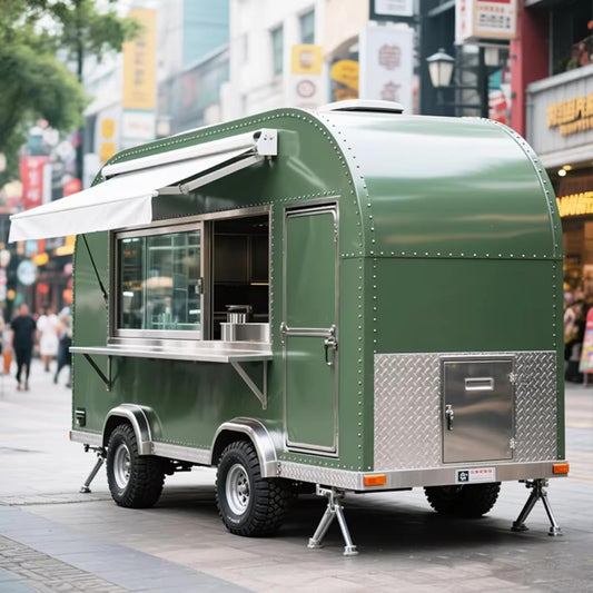Food Truck, Stainless Steel Food Trolley Equipped with a Full Set of Kitchen Equipment, Coffee Truck, Hot Dog Cart, Burritos cart, Pizza BBQ, Ice Cream for Festivals & Business