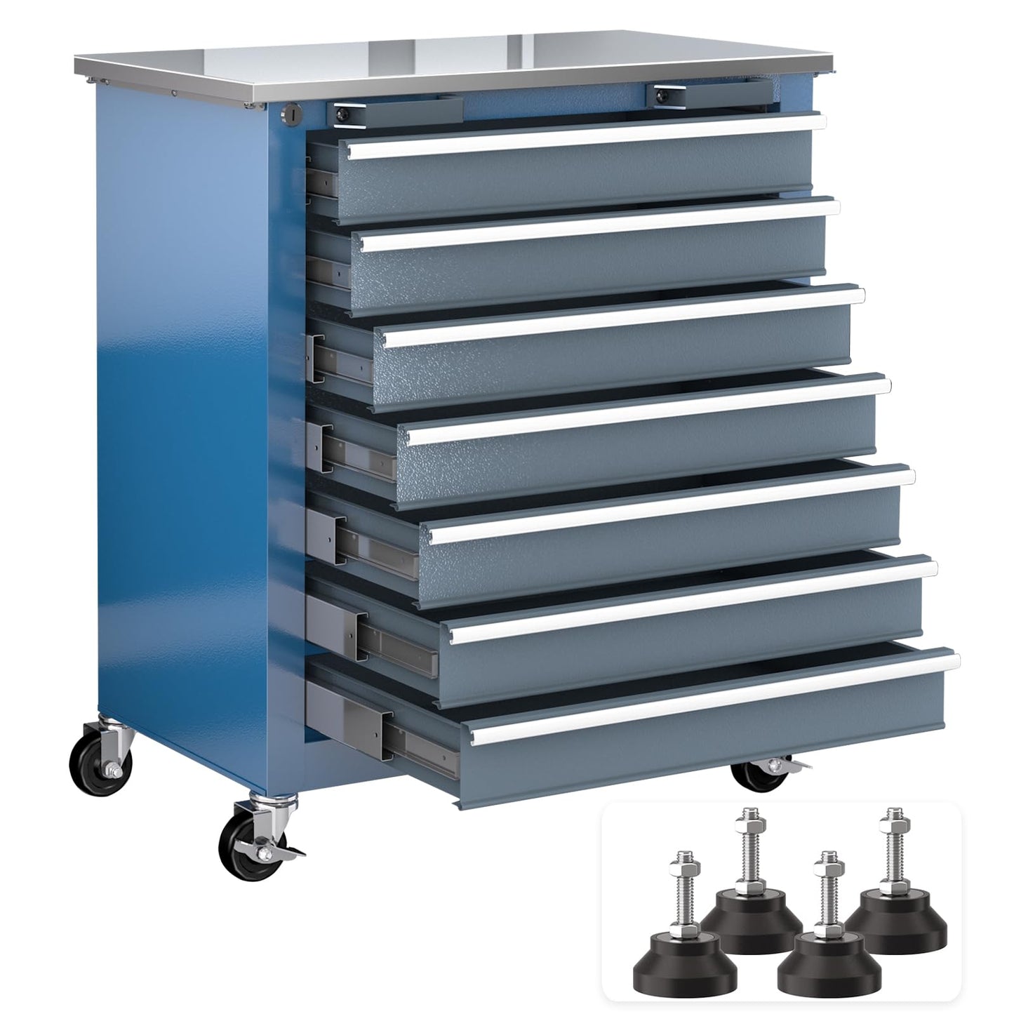 LARBANKE 3 Different Types Tool Chest Combination,Rolling Tool Chest with Stainless Countertop,Tool Cabinet with Connection Buckle,Wheels and Foot Pads,Portable Tool Box Inside