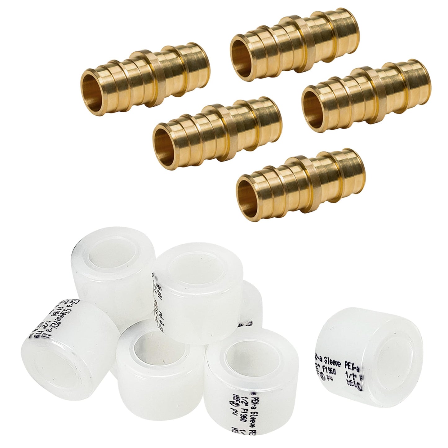 PROCURU Wholesale (100) 3/4-Inch Brass Couplings With (200) Sleeve Rings, for F1960 Expansion PEX-A Pipe (8ABCP0034-100C)