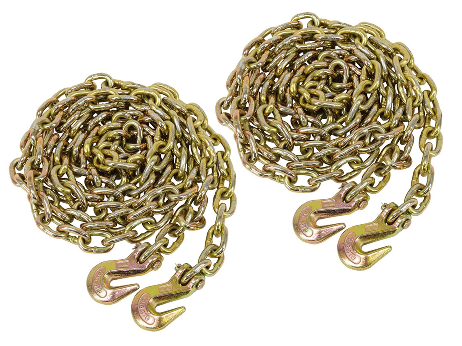 Mytee Products 3/8" x 20' Grade 70 Transport Binder Chain - Made in USA with G70 Grab Hooks - Tow Transport Binder Chain - 6,600 Lbs WLL