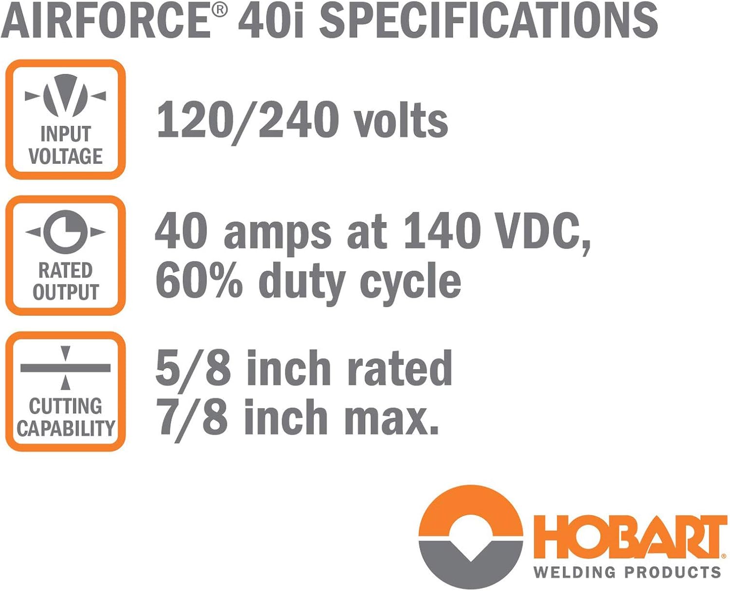 Hobart AirForce 40i Plasma Cutter, Model:500576