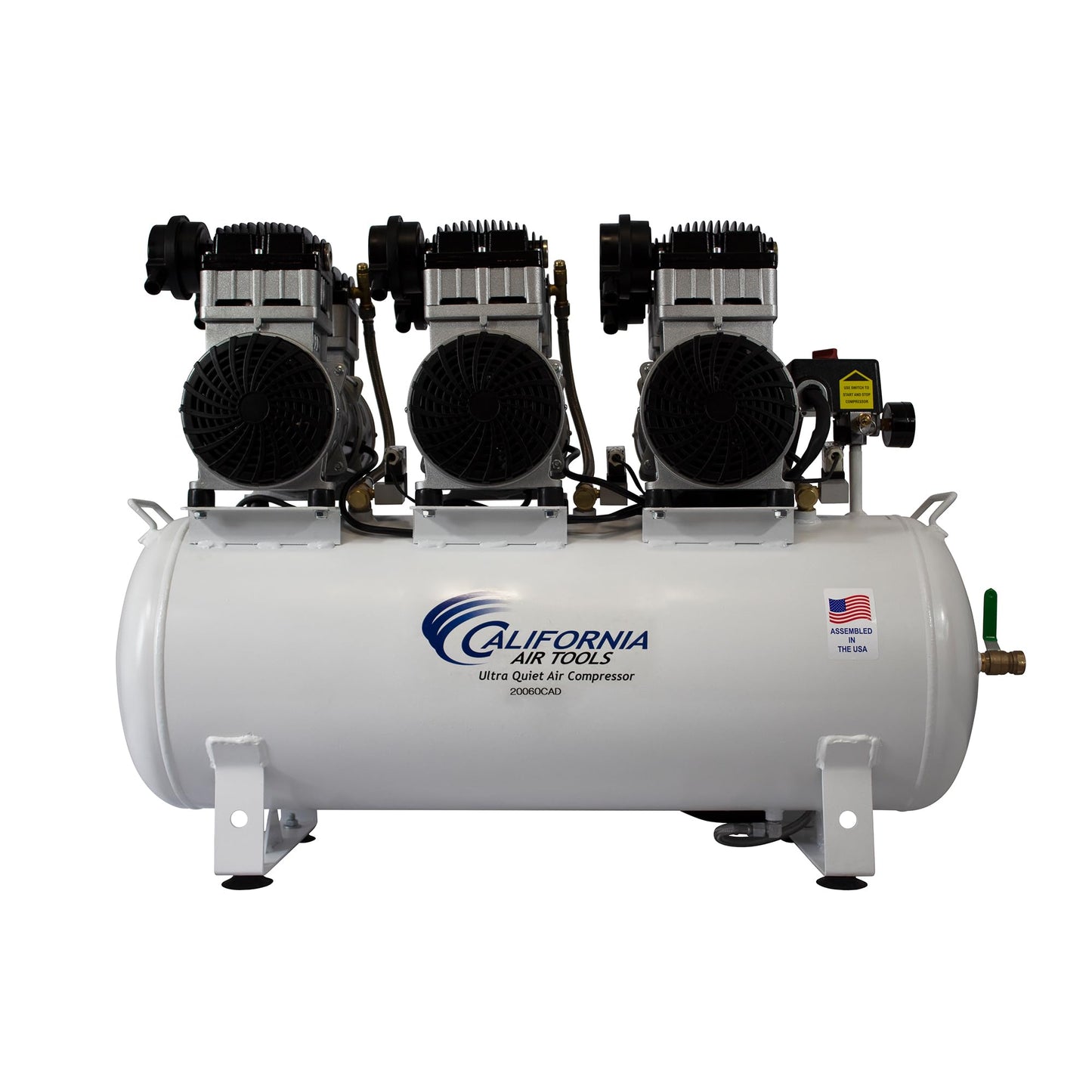 California Air Tools 20060DCC Powerful 6.0 HP Ultra Quiet and Oil-Free Air Compressor, 20 Gallon Tank, 78 dB Noise Level, with 98% Air Drying System, 220V / 60Hz, Off White