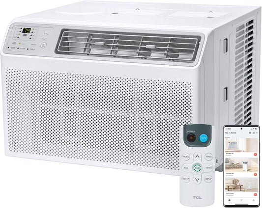 TCL H8W35W 8,000 8000 BTU Smart Window Air Conditioner, Fan & Dehumidifier, 350 Sq. Ft, Remote Control, Compatible with Alexa/Google Assistant, White
