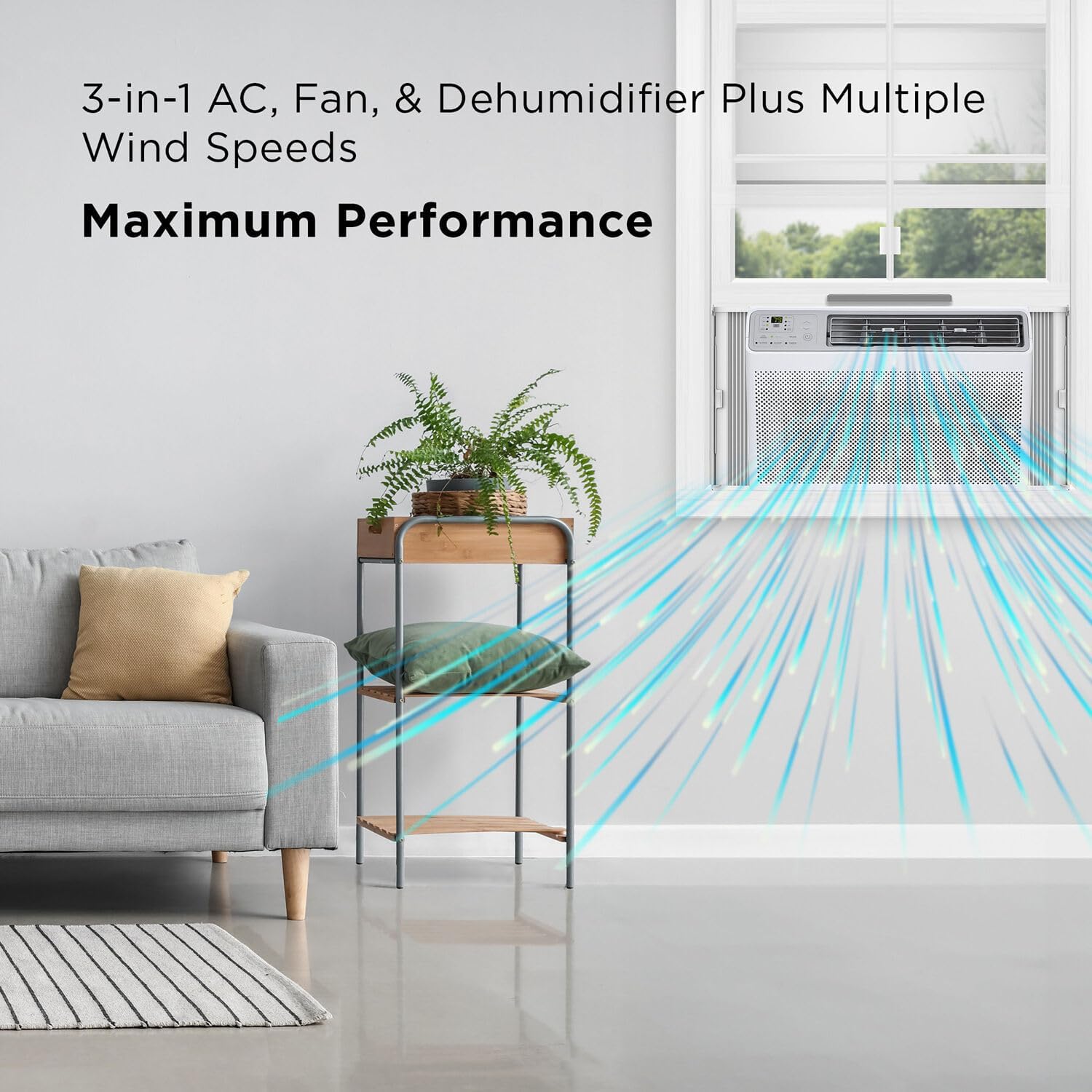 TCL H8W35W 8,000 8000 BTU Smart Window Air Conditioner, Fan & Dehumidifier, 350 Sq. Ft, Remote Control, Compatible with Alexa/Google Assistant, White