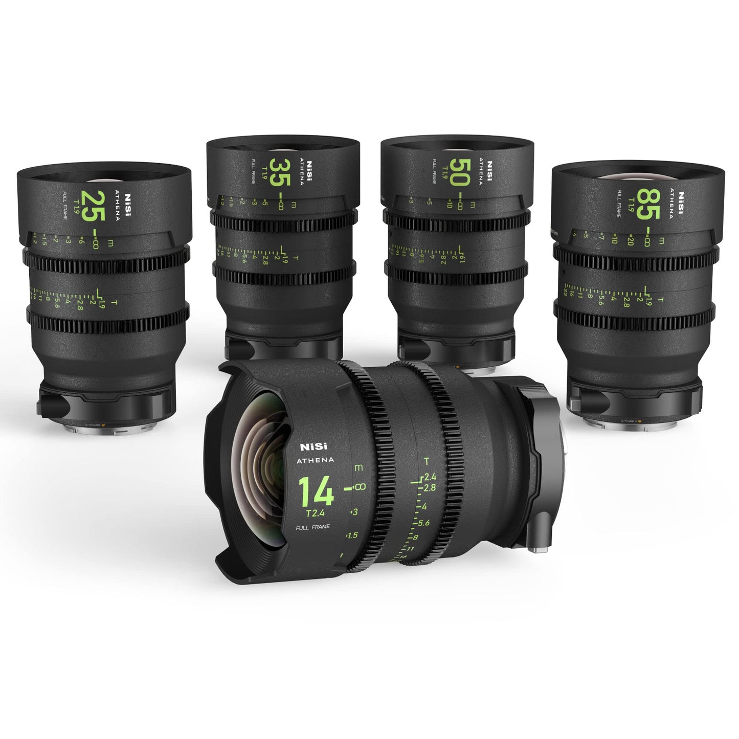 NiSi Athena Prime Full Frame Cinema Lens Master Kit with 8 Lenses 14mm T2.4, 18mm T2.2, 25mm T1.9, 35mm T1.9, 40mm T1.9, 50mm T1.9, 85mm T1.9, 135mm T2.2 + Hard Case (RF Mount)