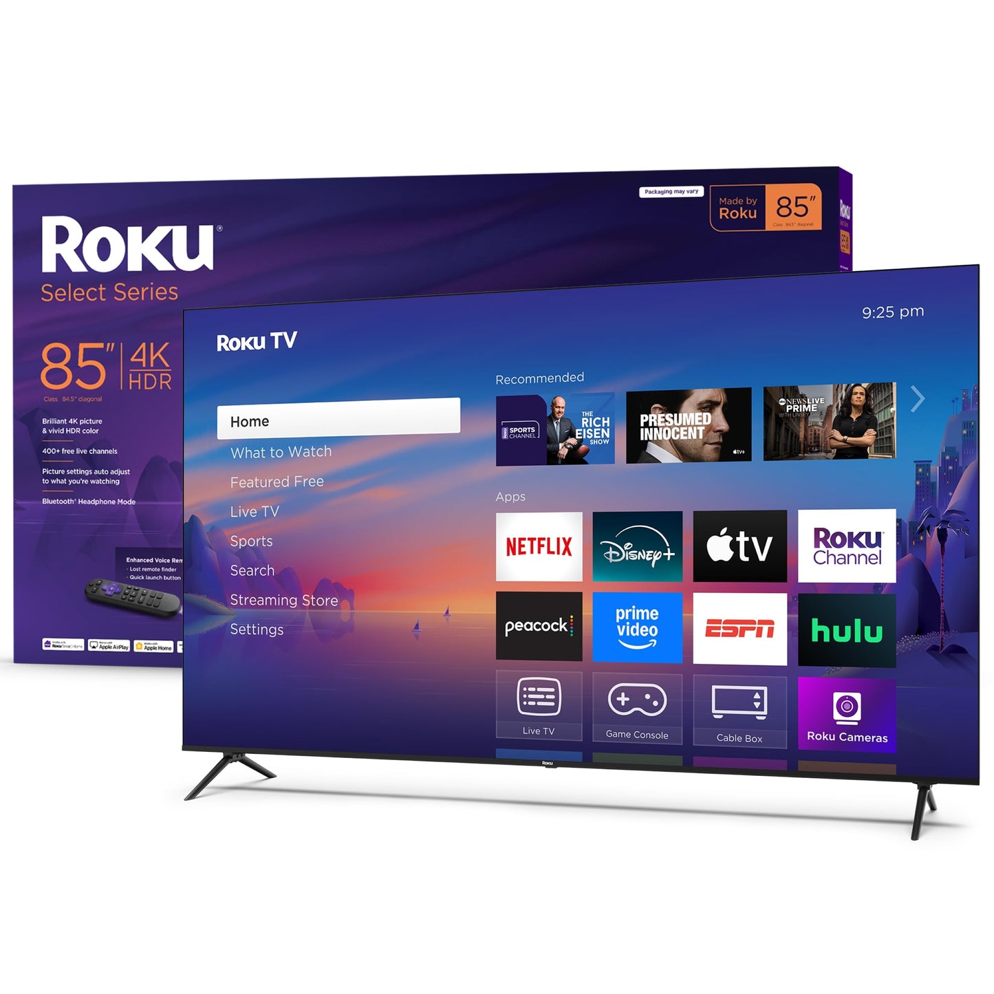 Roku Smart TV 2025 – 50-Inch Select Series, 4K HDR TV – RokuTV with Enhanced Voice Remote – Flat Screen LED Television with Wi-Fi for Streaming Live Local News, Sports, Family Entertainment