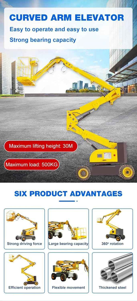 Heavy-Duty Towable Boom Lift with 45ft Reach | 450lb Platform | Hydraulic Stabilizers | Perfect for Elevated Work in Construction & Landscaping | Reliable & Portable Aerial Lift