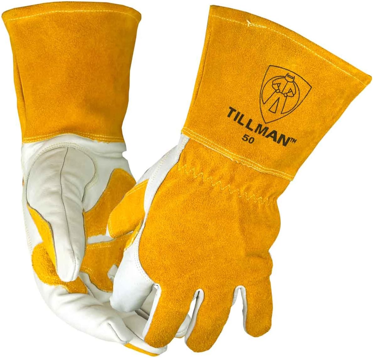 John Tillman and Co 50XL Top Grain Leather MIG Gloves with Split Leather Palm Reinforcements, Split Leather Back, Fleece Lining, Seamless Forefinger and Elastic Back (Carded), X-Large (TIL50XL)
