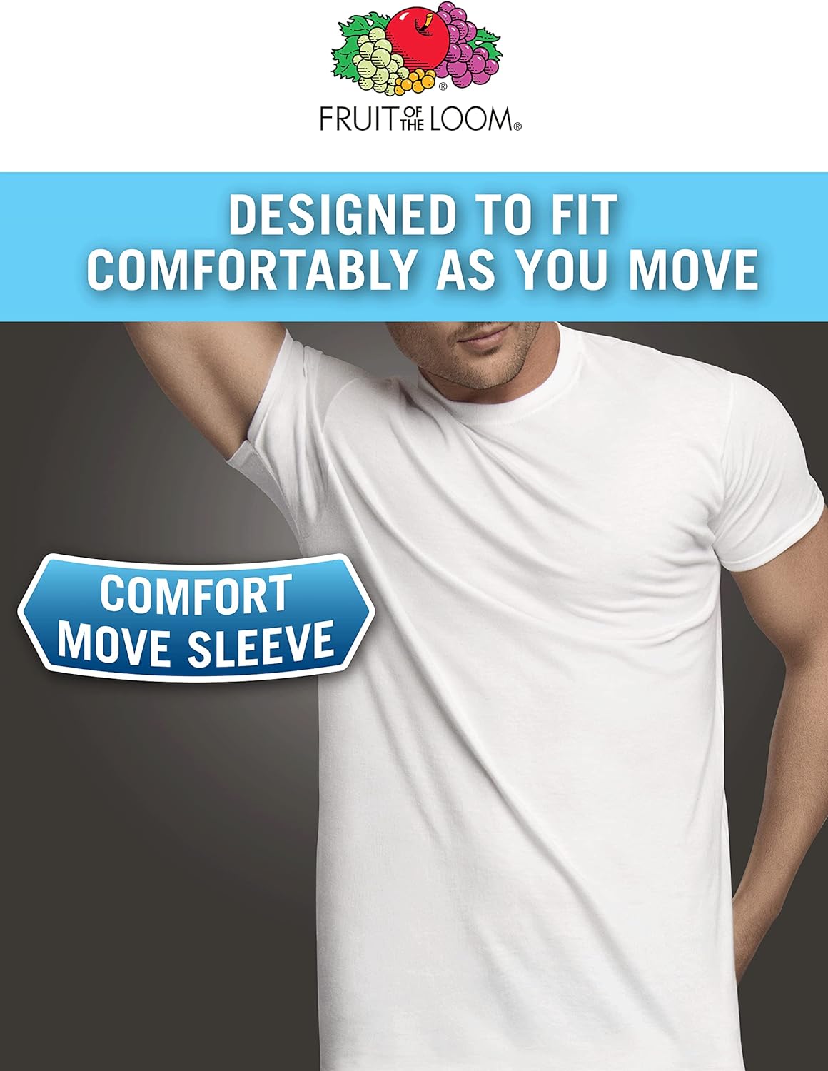 Fruit of the Loom Men's Undershirts, Moisture Wicking & Tag Free, Short Sleeve Crew T-Shirts