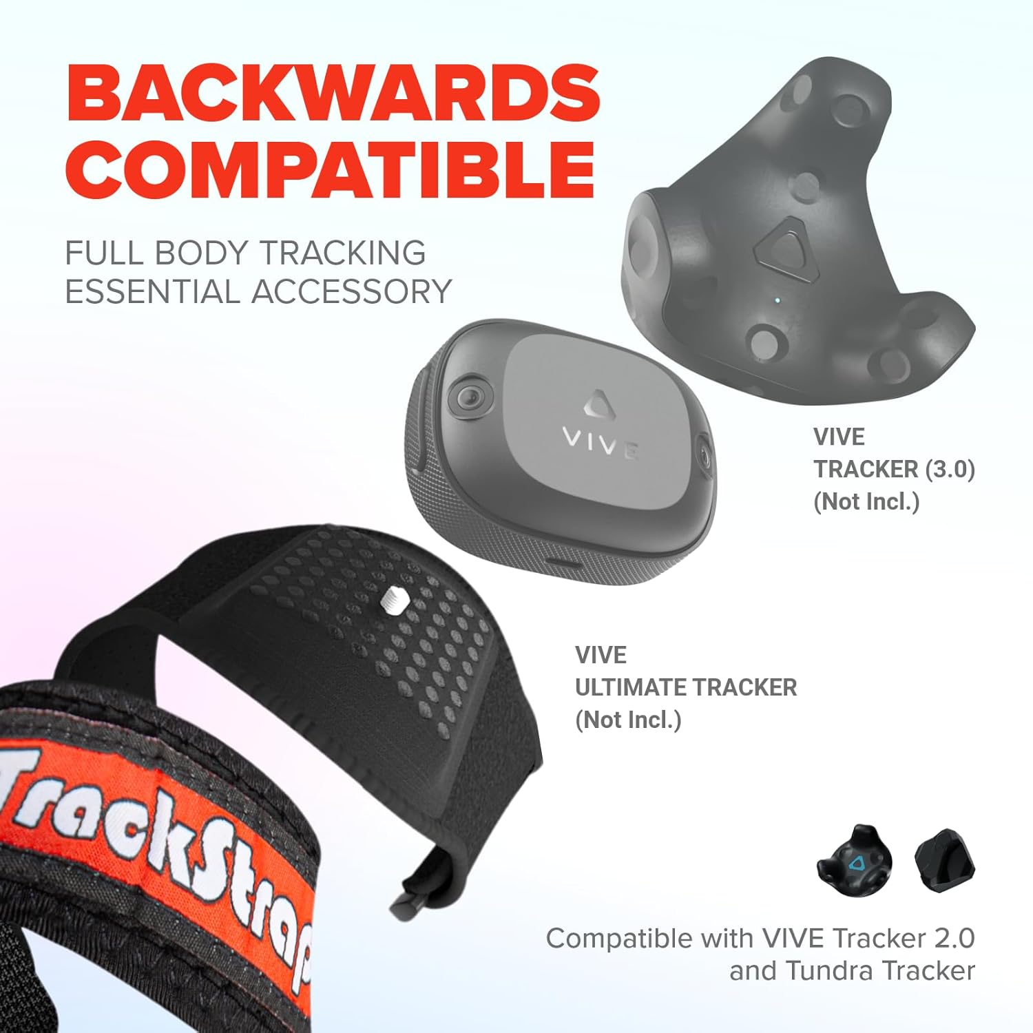 Rebuff Reality Trackstraps for Vive Tracker - Adjustable VR Full Body Tracking Straps, VR Chat Motion Capture, Compatible with Vive Tracker 3.0 2.0 Ultimate, Tundra, (Tracker Sold Separately) Black