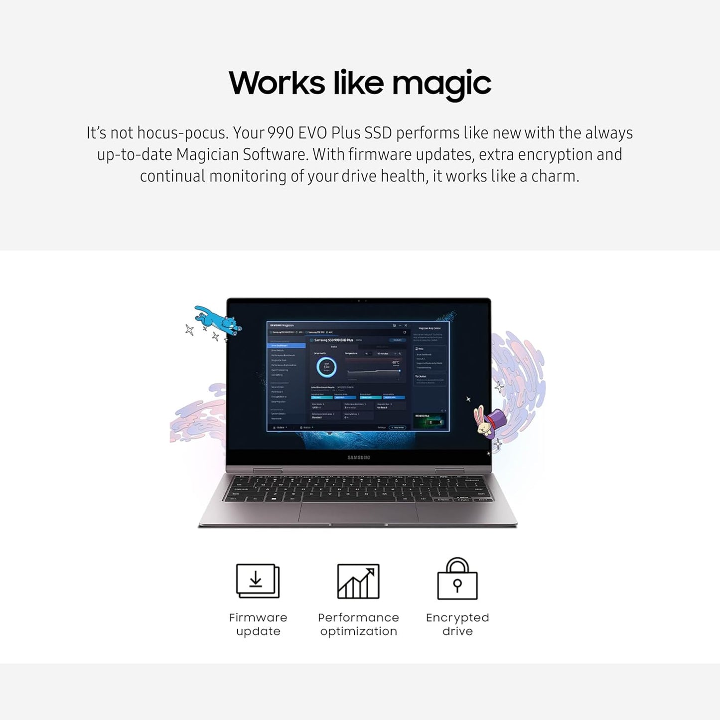 Samsung 990 EVO Plus SSD 2TB, PCIe Gen 4x4, Gen 5x2 M.2 2280, Speeds Up-to 7,250 MB/s, Upgrade Storage for PC/Laptops, HMB Technology and Intelligent Turbowrite 2.0, (MZ-V9S2T0B/AM)