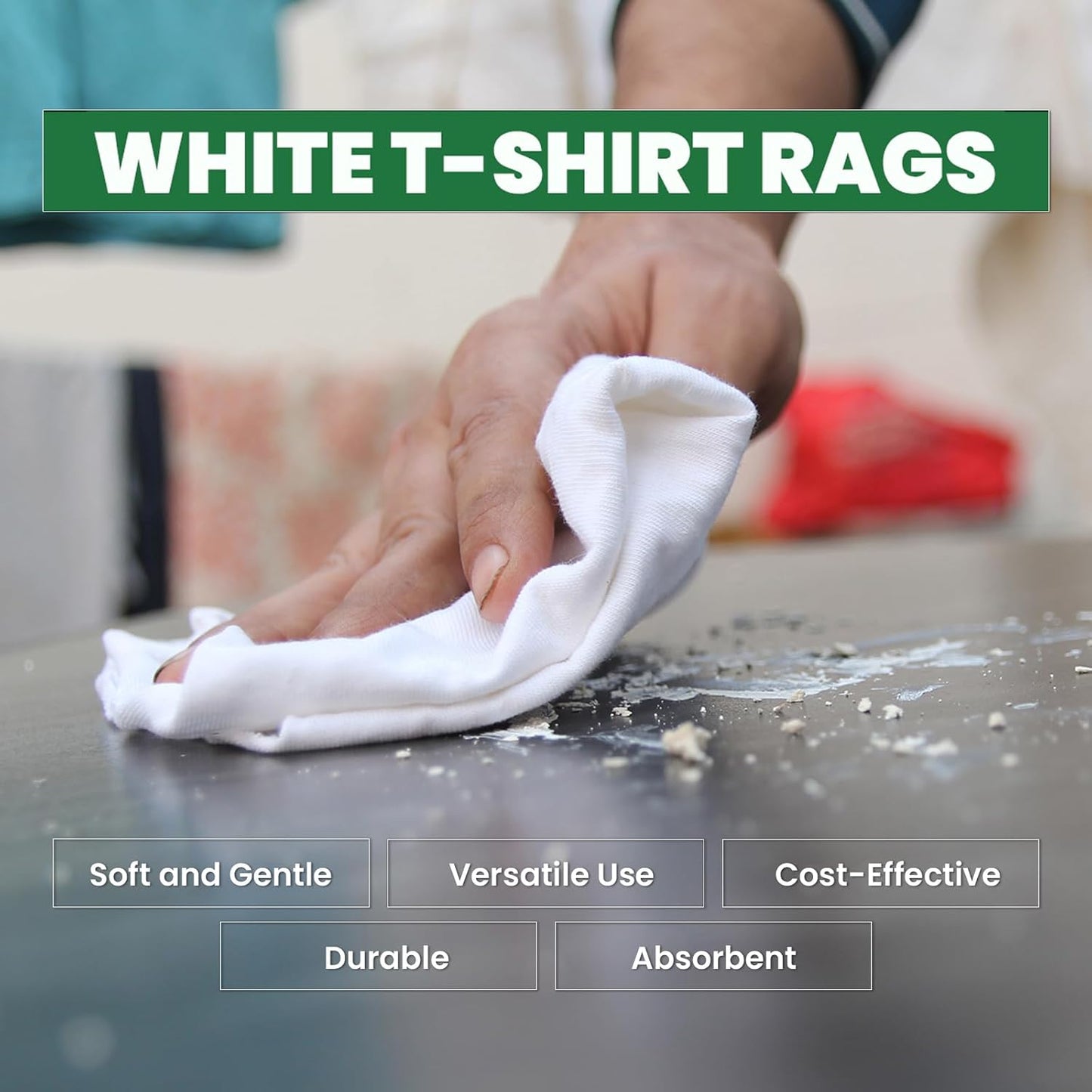 Recycled White T-Shirt Cleaning Rags (600 lbs. Pallet 24x25 lbs. Box) ā Shop Rags Bulk for Oil, Stain, Grease, Paint, and Auto Cleaning, Multipurpose