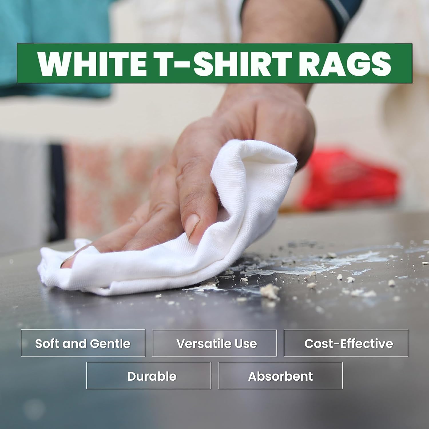 Recycled White T-Shirt Cleaning Rags (600 lbs. Pallet 24x25 lbs. Box) ā Shop Rags Bulk for Oil, Stain, Grease, Paint, and Auto Cleaning, Multipurpose