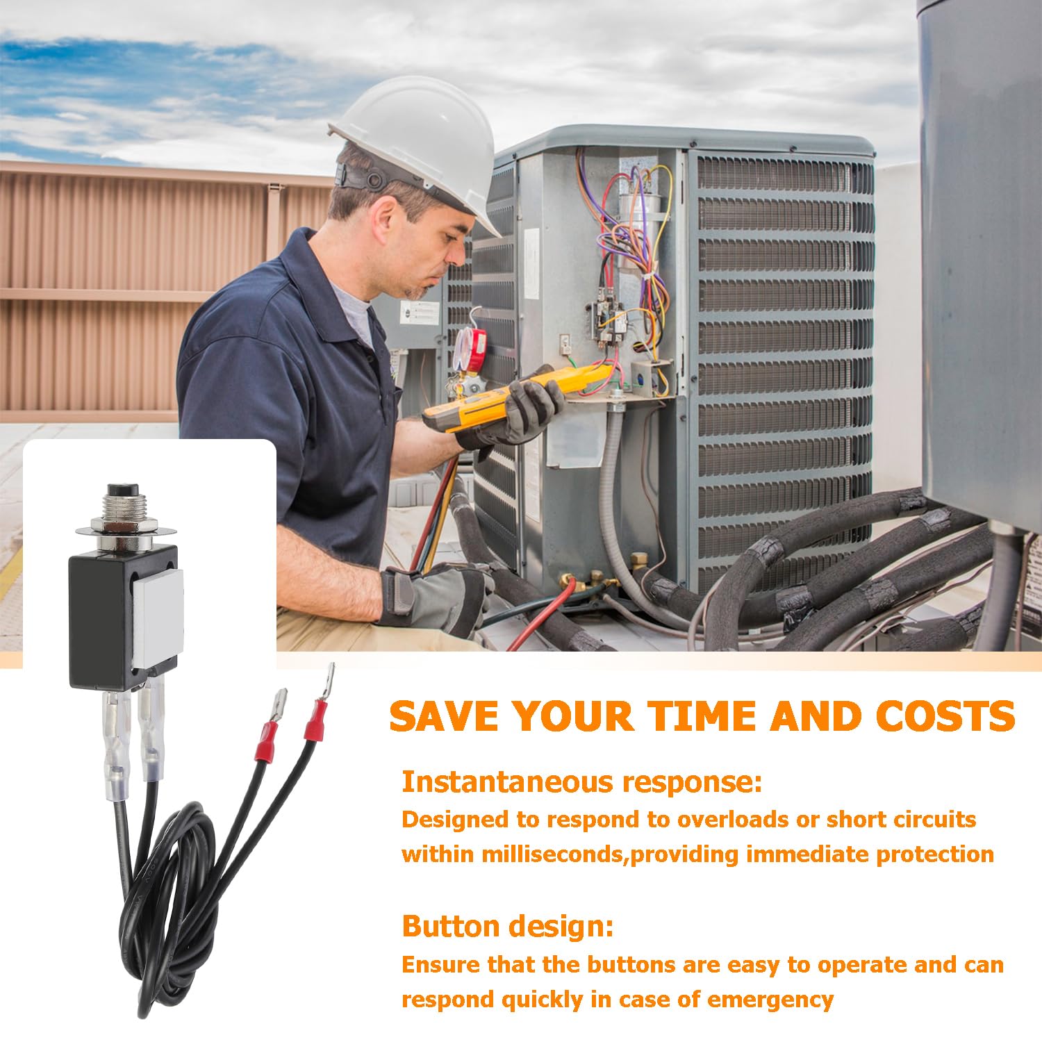 3 AMP 5 AMP Resettable Fuse HVAC Tools Circuit Tester for Circuit Breaker 32V DC & 125/250V AC