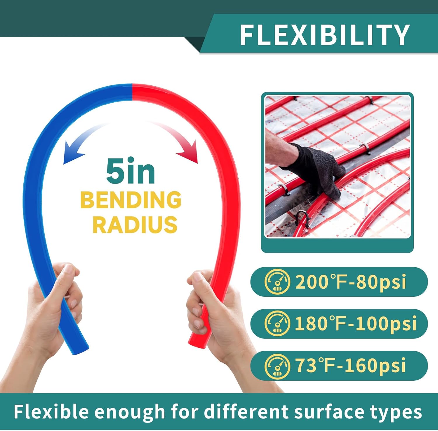3/4 Inch Niikappu Blue & Red PEX-B Pipe, 2 x 100 Ft (200 Ft) Pex B Tubing with a Pipe Cutter, 30PCS Fittings & 100PCS Rings(149AB4)