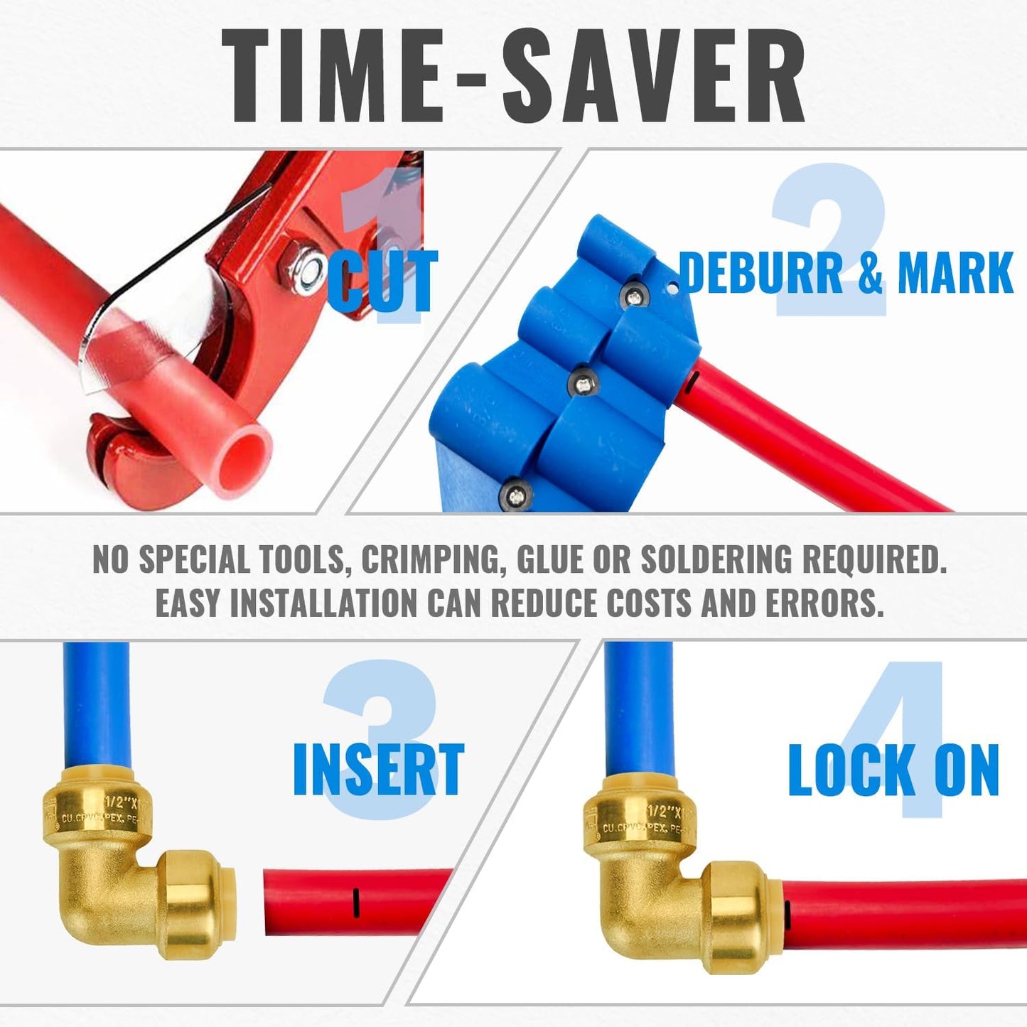 SUNGATOR 1/2 Inch 90 Degree Elbow, Push Pex Elbow 1/2 Inch, No Lead Brass Push-to-Connect Plumbing Fittings for PEX Pipe, Copper, CPVC, with 1 Disconnect Clip, Pack of 12