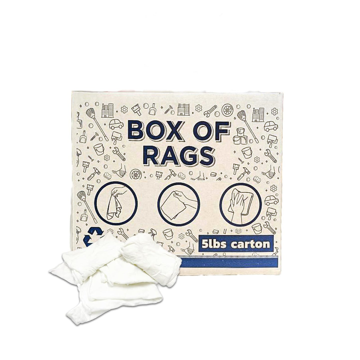 Recycled White T-Shirt Cleaning Rags (600 lbs. Pallet 24x25 lbs. Box) ā Shop Rags Bulk for Oil, Stain, Grease, Paint, and Auto Cleaning, Multipurpose