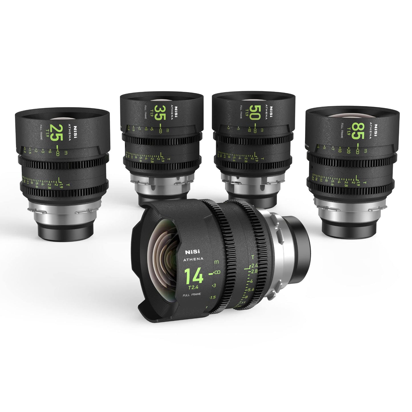 NiSi Athena Prime Full Frame Cinema Lens Master Kit with 8 Lenses 14mm T2.4, 18mm T2.2, 25mm T1.9, 35mm T1.9, 40mm T1.9, 50mm T1.9, 85mm T1.9, 135mm T2.2 + Hard Case (PL Mount)