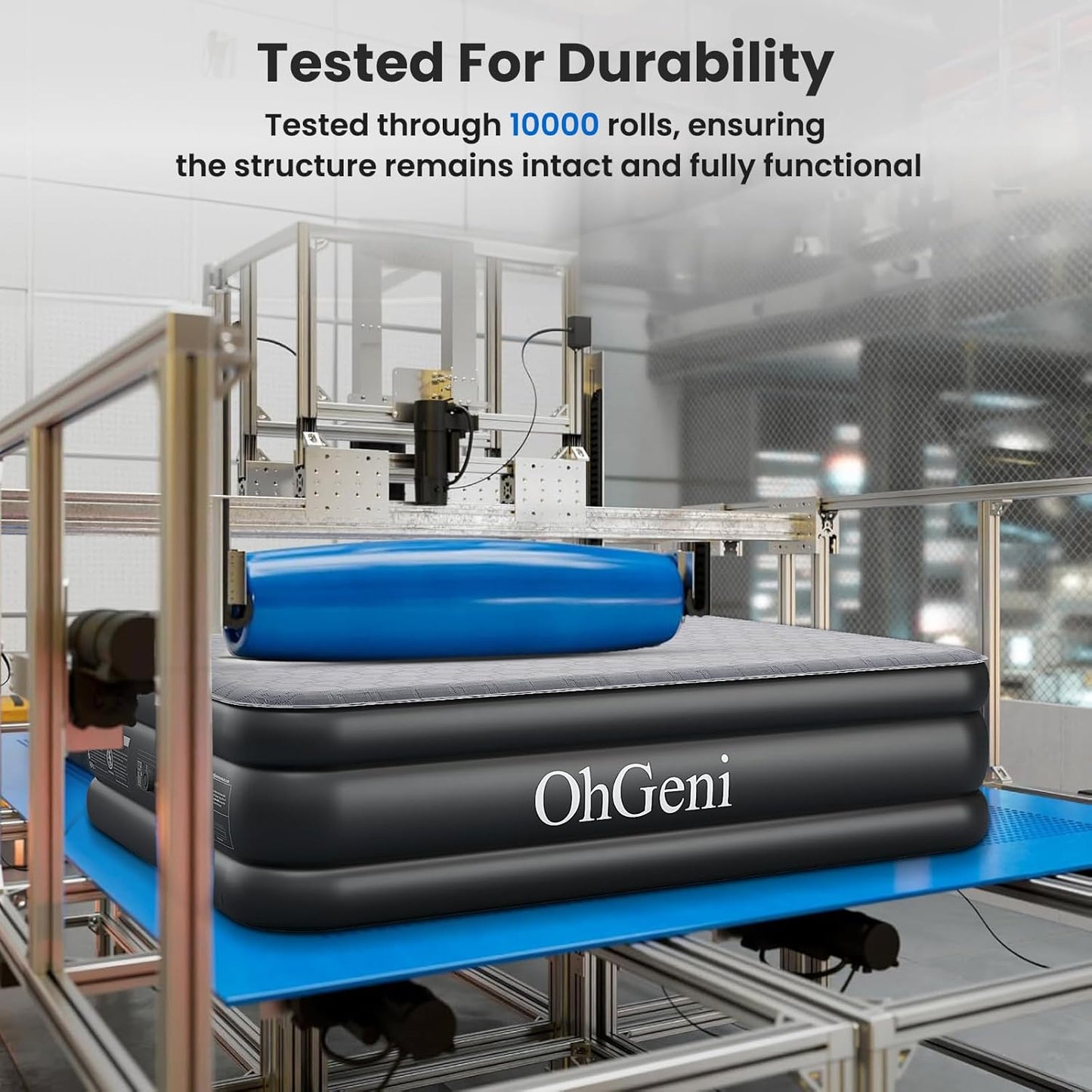 OhGeni 20" Luxury Queen Air Mattress with Built-in Pump & 20" Luxury Twin Inflatable Bed with Silk Foam Topper for Superior Comfort, Blow-Up Mattress for Home, Camping & Guests, Extra Support, Black