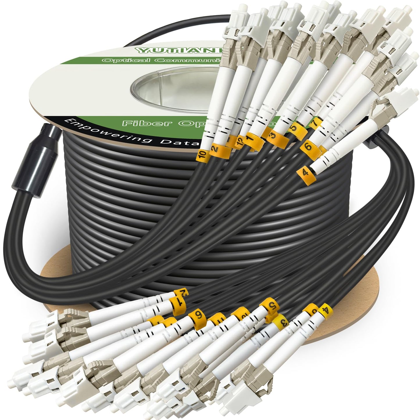 500ft (150 Meters) 6 Core OM3 Multimode Industrial TPU LC to LC Outdoor Armored Fiber Patch Cable, Direct Burial 6 Strands Fiber Optic Cable, 10Gb Duplex 50/125um MMF LC-LC 6 Fibers