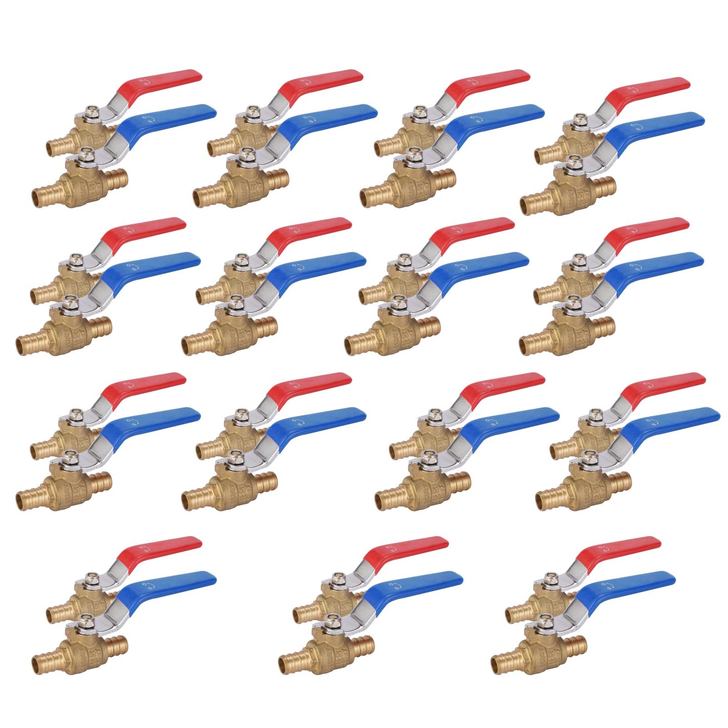 10 Pack 1/2 Inch PEX Shut Off Valve,1/4 Inch Turn Full Port Ball Valves,Hot (Red) Cold (Blue) Water Shut-off Stop Valve,Pex Brass Ball Valves