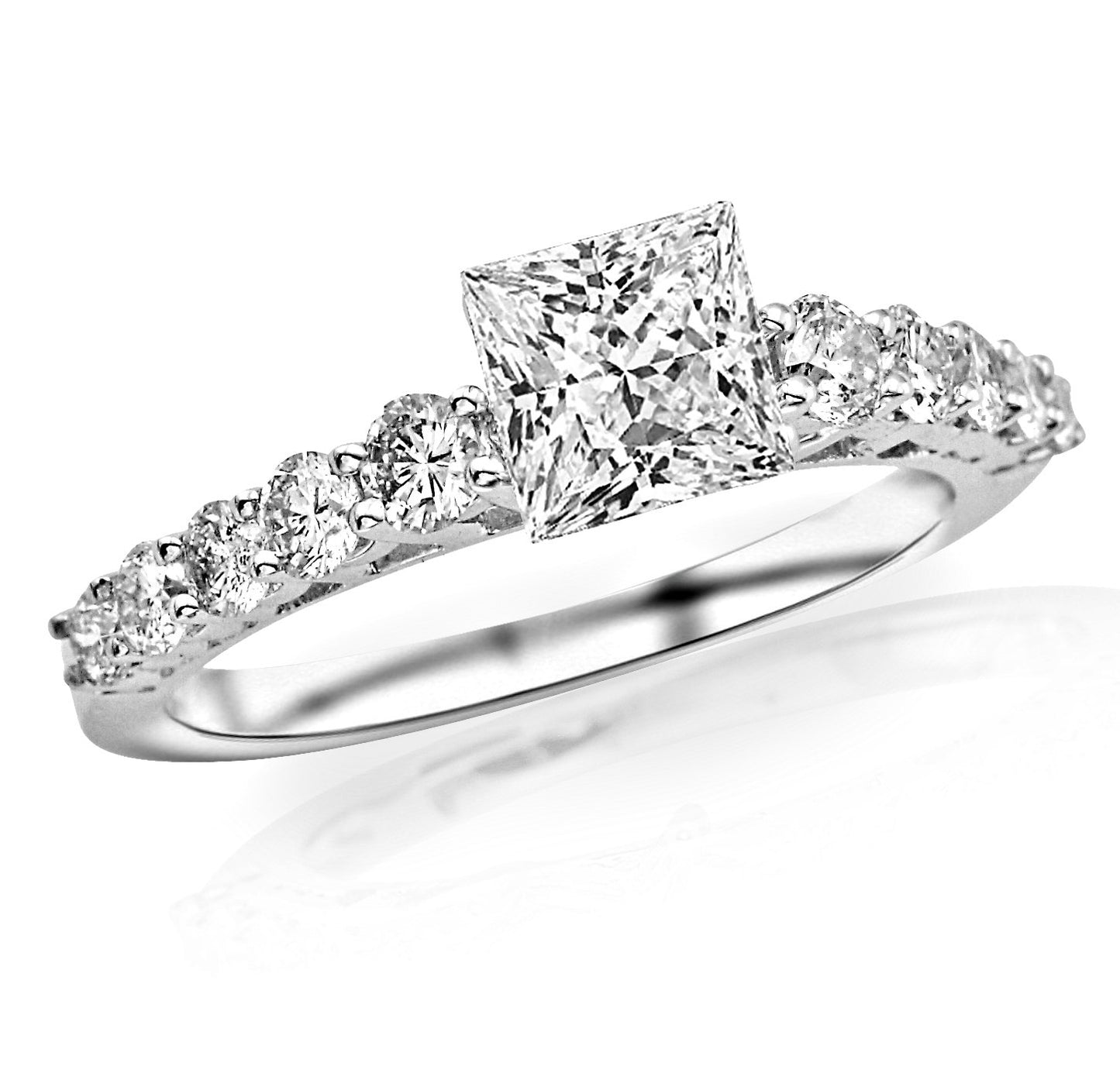 1.16 Carat GIA Certified Princess Cut Classic U Prong Diamond Engagement Ring (K Color, VS2 Clarity)