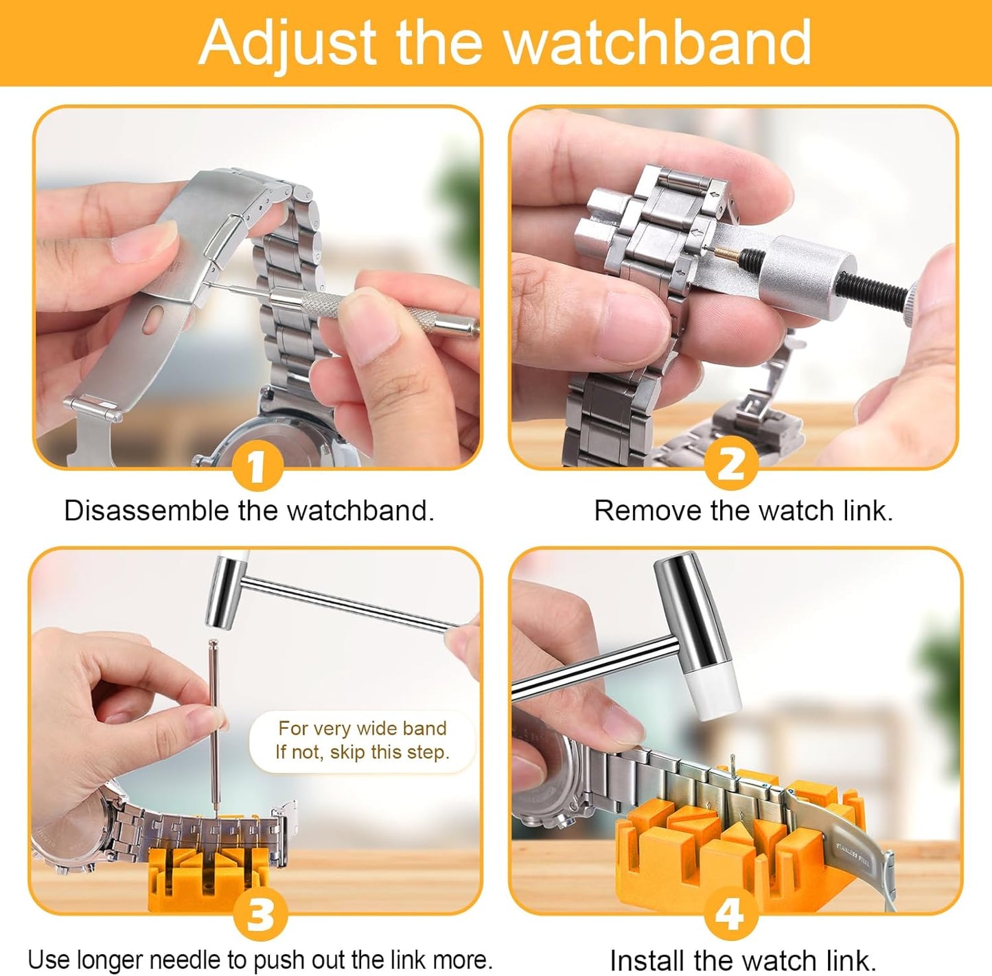 JOREST Watch Link Removal Tool, Watch Band Tool Kit, Repair Kit for Watch Bracelet Adjustment and Replacement and Resizing, With User Manual, Watch Link Remover, 20PCS Spring Bars, 13PCS Spare Needle