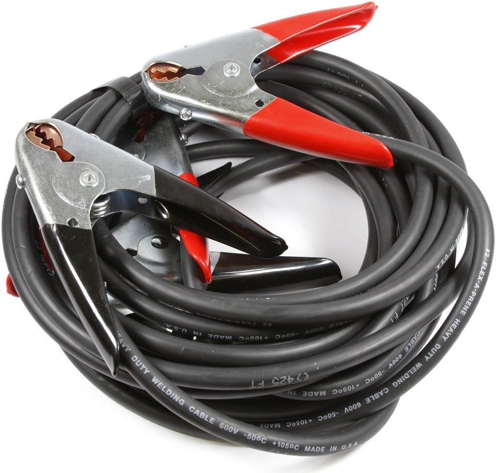 Forney 52877 Jumper Battery Cables, Heavy Duty Booster # 2 with 500 Amp Clamps, 20-Feet,Black And Red
