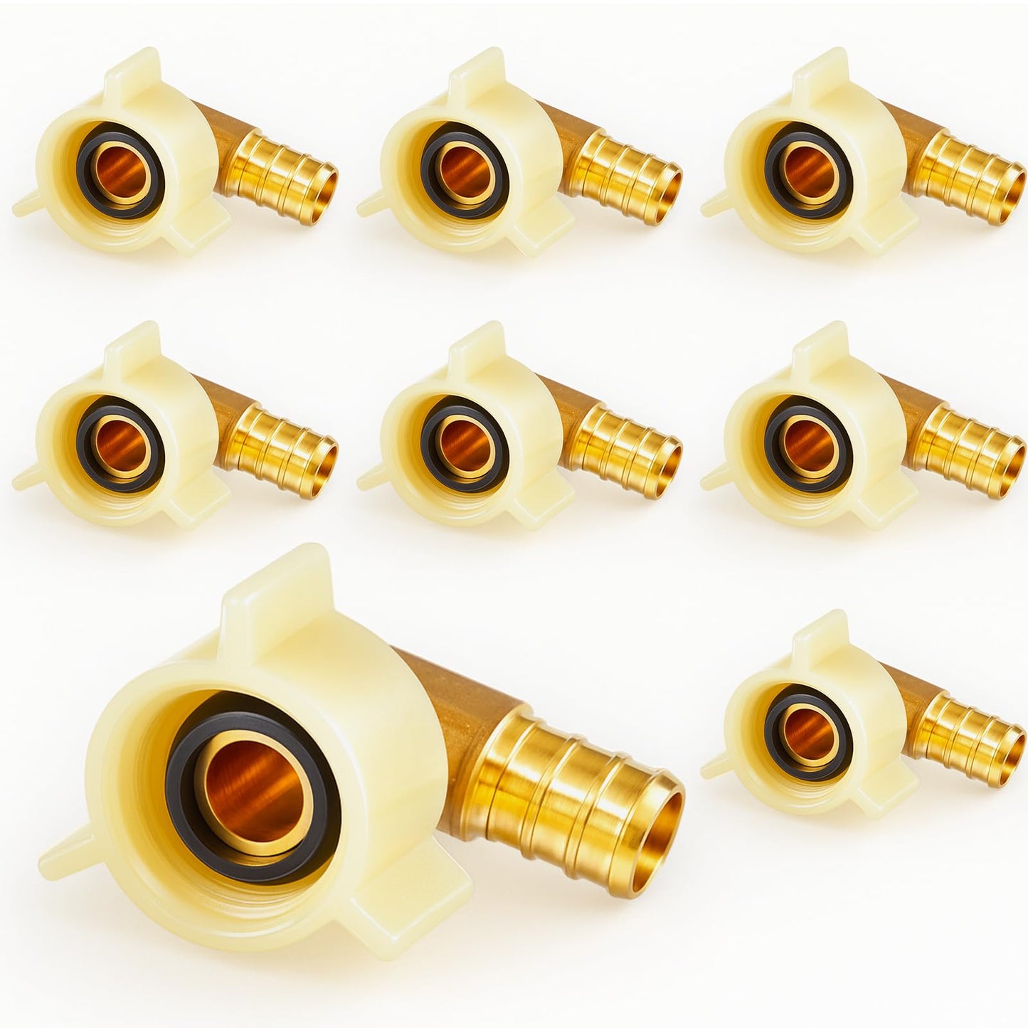 Fabbay 4 Pack Pex Fittings 1/2 Inch Female Threaded Adapter 1/2 Npt Female Threaded Swivel Elbow Brass Crimp Fittings Pex Sink Faucet Connector for Rv plumbing Water Line Tubes (1/2" Swivel Adapter)