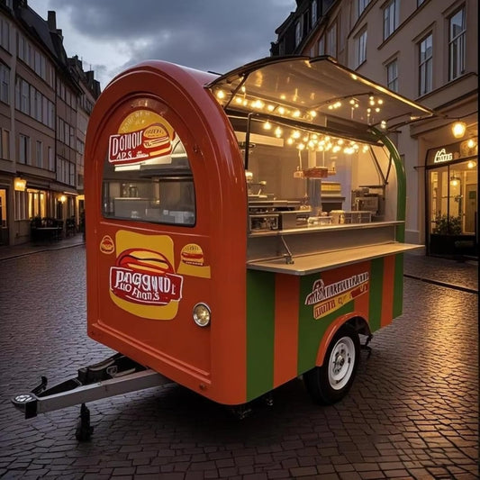 Hamburger Truck, Stainless Steel Food Truck Equipped with a Full Set of Kitchen Equipment, Hot Dog Cart, Smoothie, Coffee, Juice bar, Ice Cream Cart, Catering Trailer for Business