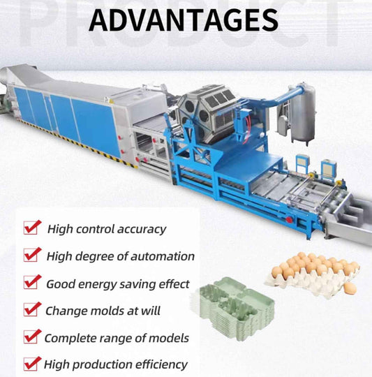 Industrial Automatic Customized Pulp Molding Equipment, Waste Recycling Egg Making Tray Machine with High Efficiency Energy Saving and PLC Control for Small Business Production