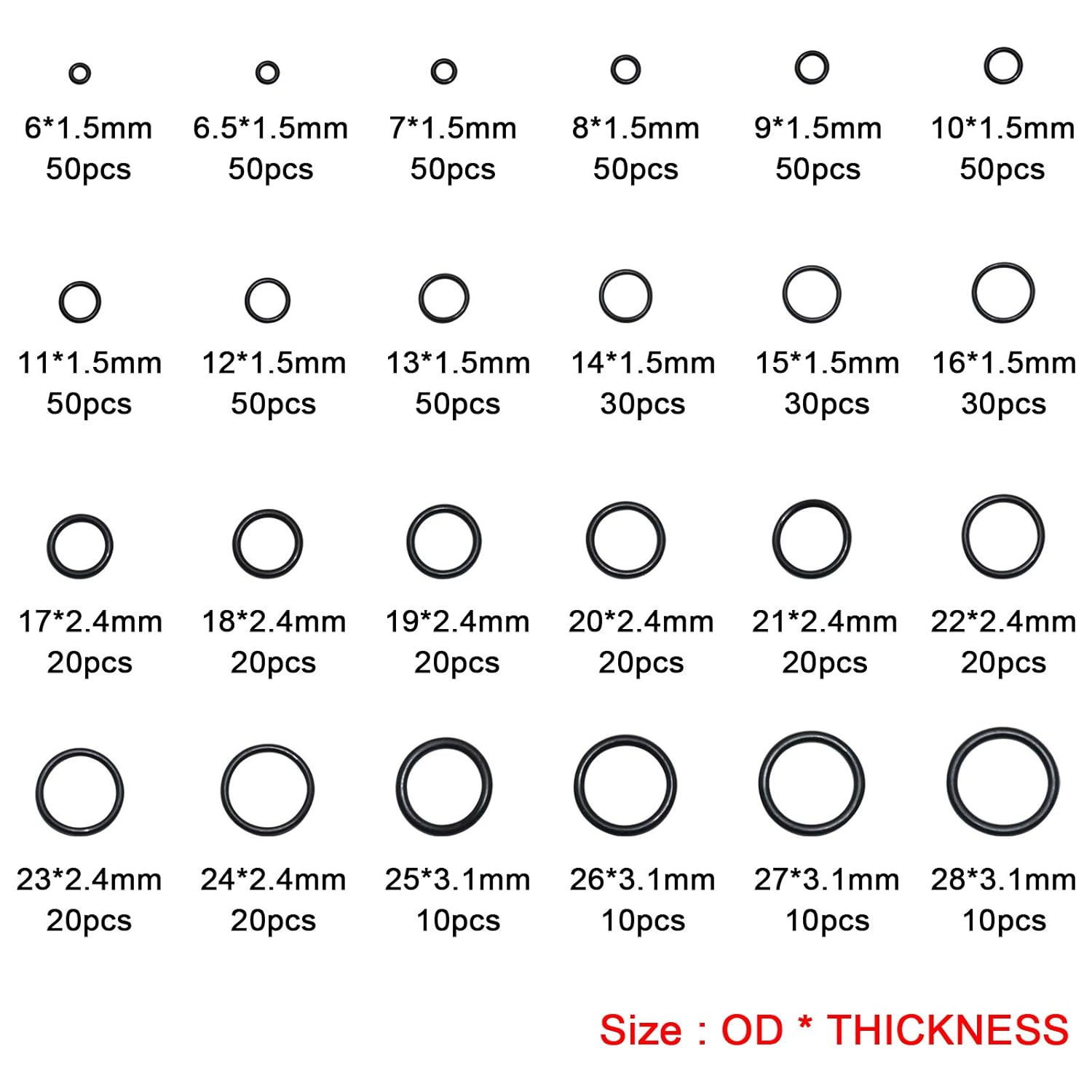 740pc Universal O Rings Assortment in 24 Sizes with 4pc Tools | Rubber O Rings Kit for Faucet Plumbing Automotive Repair | Nitrile Rubber Oring Kit