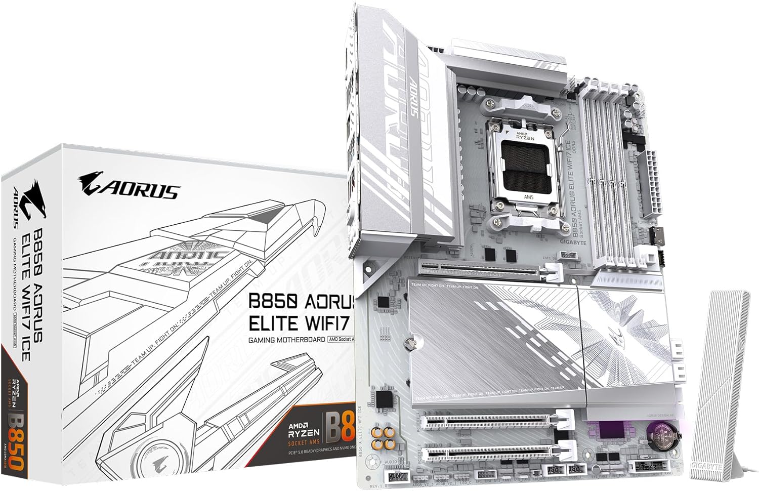 GIGABYTE B850 AORUS Elite WIFI7 ICE AMD AM5 LGA 1718 Motherboard, ATX, DDR5, 3X M.2, PCIe 5.0, USB-C, WIFI7, 2.5GbE LAN, EZ-Latch, 5-Year Warranty