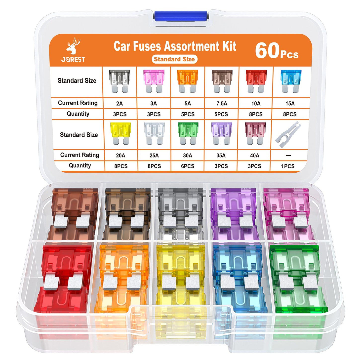 JOREST 360Pcs Car Fuse Assortment Kit, 160 Mini Blade Fuses Automotive + 90 Standard Auto Fuses + 50 Micro Fuse + 60 Micro2 – for RV/Truck/Motorcycle(2A 3A 5A 7.5A 10A 15A 20A 25A 30A 35A 40A)