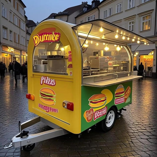 Hamburger Truck, Food Trailer, Stainless Steel Food Truck Equipped with a Full Set of Kitchen Equipment, Hot Dog Cart, Smoothie, Coffee, Juice bar, Ice Cream Cart, Catering Trailer for Business