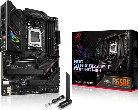 ASUS ROG Strix B650E-F Gaming WiFi AMD B650 AM5 Ryzen™ Desktop 9000 8000 & 7000 ATX Motherboard, 12+2 Power Stages, DDR5, 3X M.2 Slot, PCIe® 5.0, WiFi 6E, 2.5G LAN, USB 3.2 Gen 2x2 Type-C®, Aura Sync