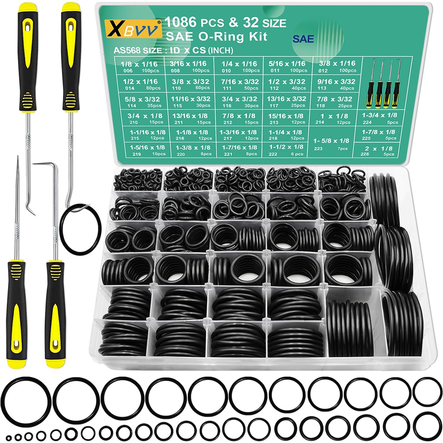 37 Size 1075 Pcs Faucet Washers & O-Rings Kit & Plumbing Gasket 3-in-1 Home Universal Rubber Washers Assortment Kit for Faucet Hose Spigot Plumbing Seal Repair with Pick Hook