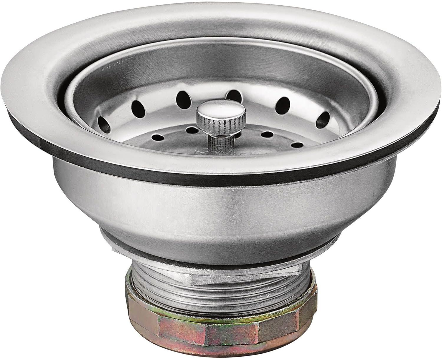 Moen Kitchen Sink Stainless Steel Basket Strainer with Drain Assembly, 3-1/2 Inch Sink Drain Stopper Plug, 22036