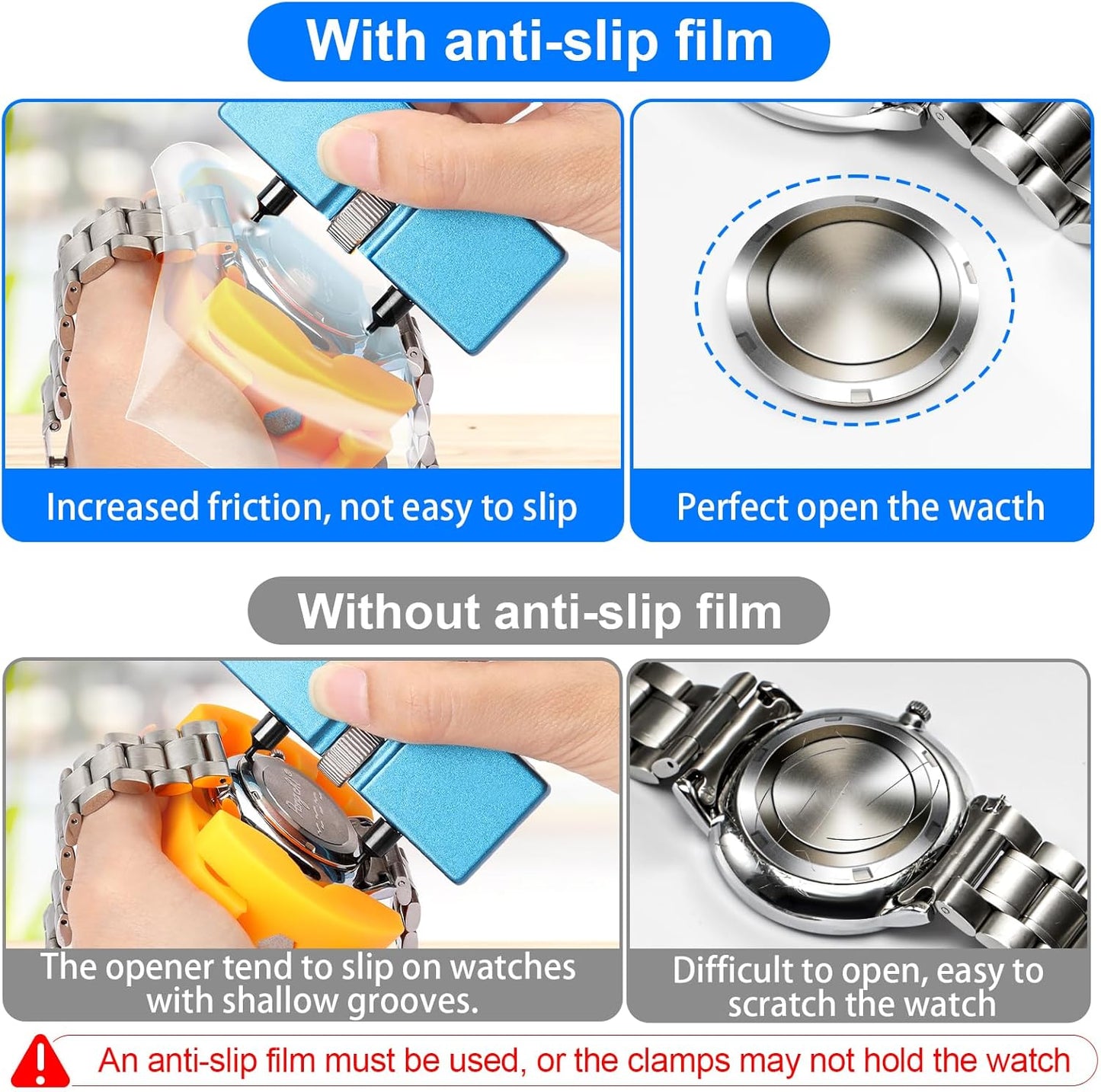 JOREST Watch Battery Replacement Tool Kit, Watch Wrench Back Remover for Rotate Open Watch Cover, Watch Case Opener Set with Watch Back Remover Holder, Only for Grooved Watches