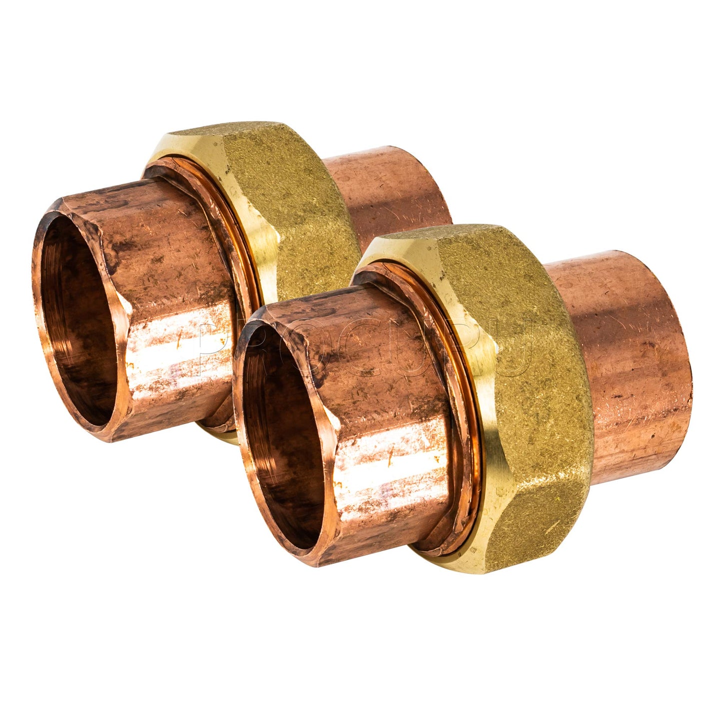 PROCURU 10-Pack 2-Inch Copper Union CxC Sweat Connection, Made in USA, Certified Safe for Drinking Water (CWUN0200-10P)