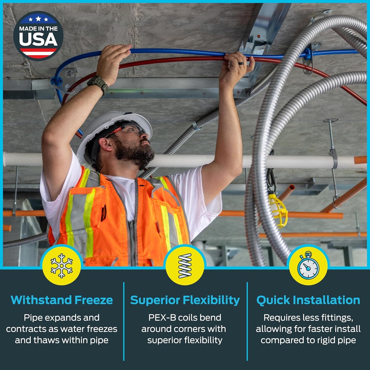 SharkBite 3/4 Inch x 300 Feet Blue PEX-B, Made in the USA, Flexible Water Pipe Tubing for Plumbing, U870B300