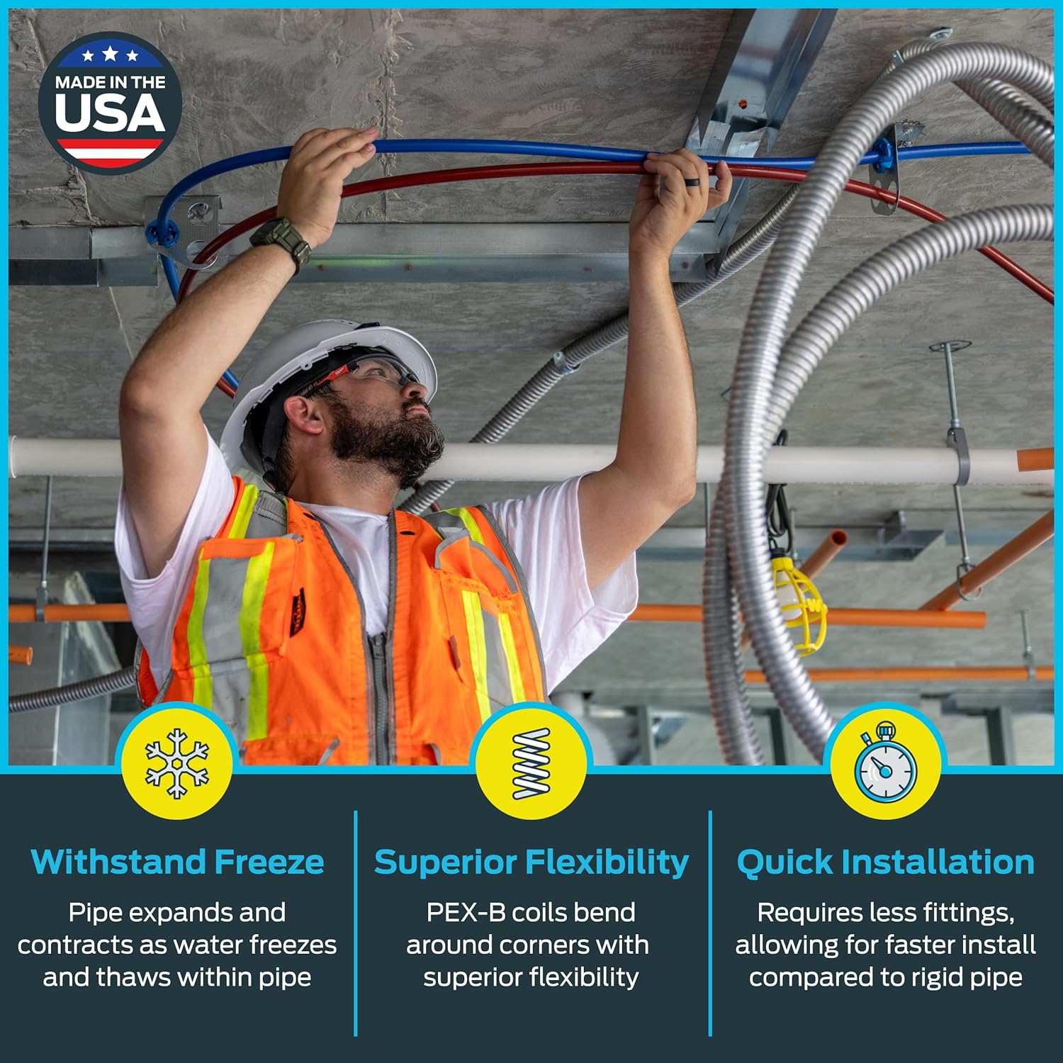 SharkBite 3/4 Inch x 300 Feet Blue PEX-B, Made in the USA, Flexible Water Pipe Tubing for Plumbing, U870B300