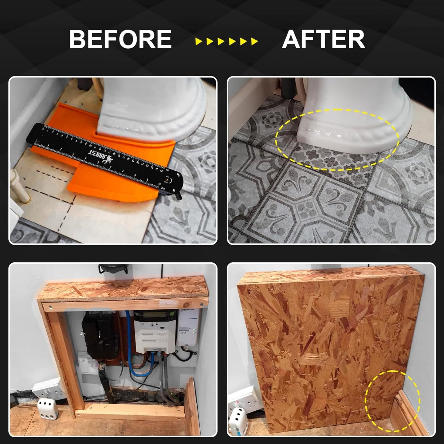 JOREST Connectable Contour Gauge (10+5 Inch), Gifts Ideas for Men Dad Handyman Husband Him, Shape Profile Duplicator with Lock, Outline Angle Measuring Tool, Template tool, Tile Flooring, Scribe Edge